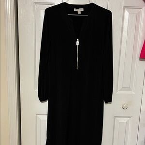 Michael Kors Elegant Black Zipper Dress